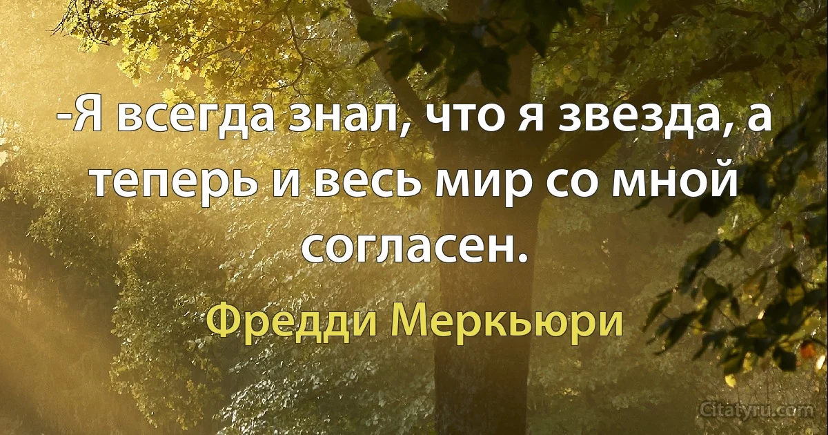 -Я всегда знал, что я звезда, а теперь и весь мир со мной согласен. (Фредди Меркьюри)