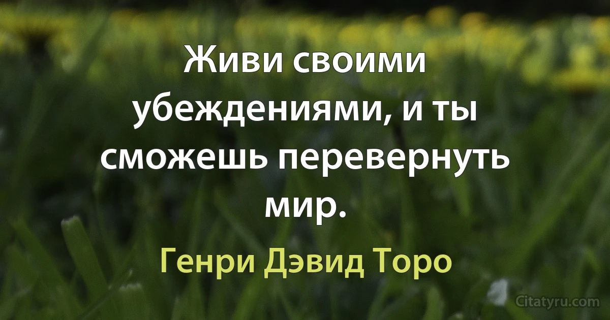 Живи своими убеждениями, и ты сможешь перевернуть мир. (Генри Дэвид Торо)