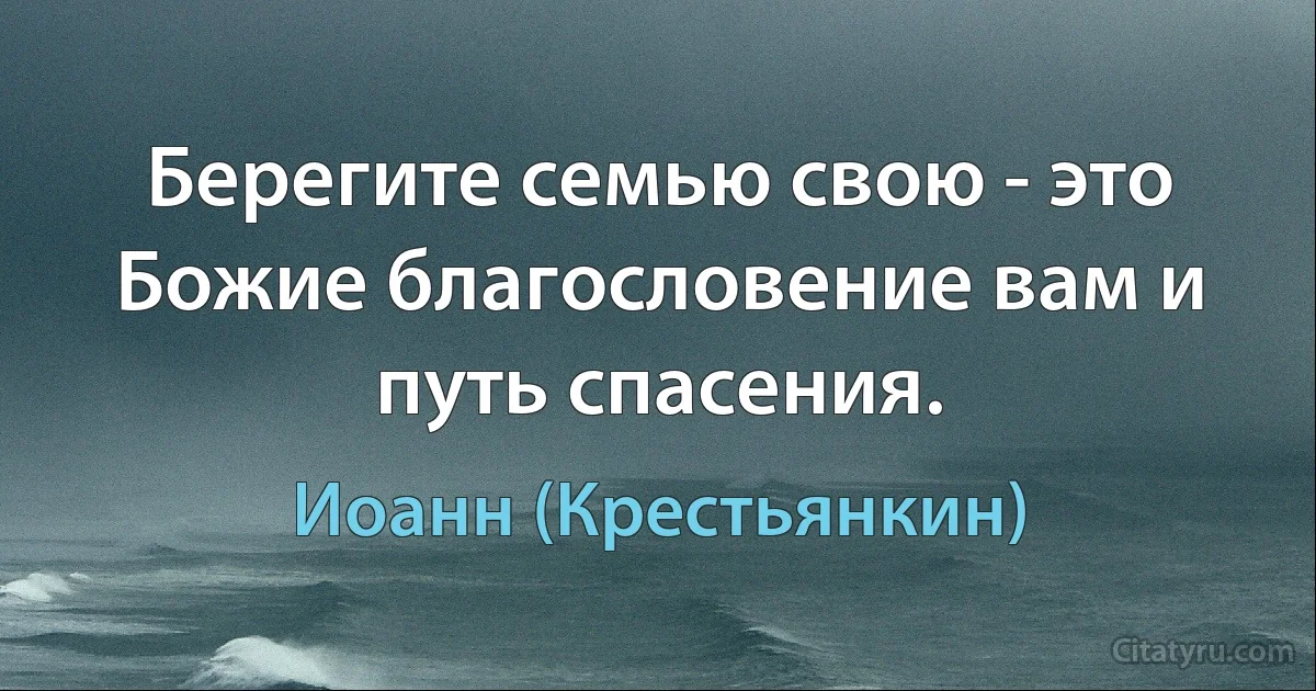 Берегите семью свою - это Божие благословение вам и путь спасения. (Иоанн (Крестьянкин))