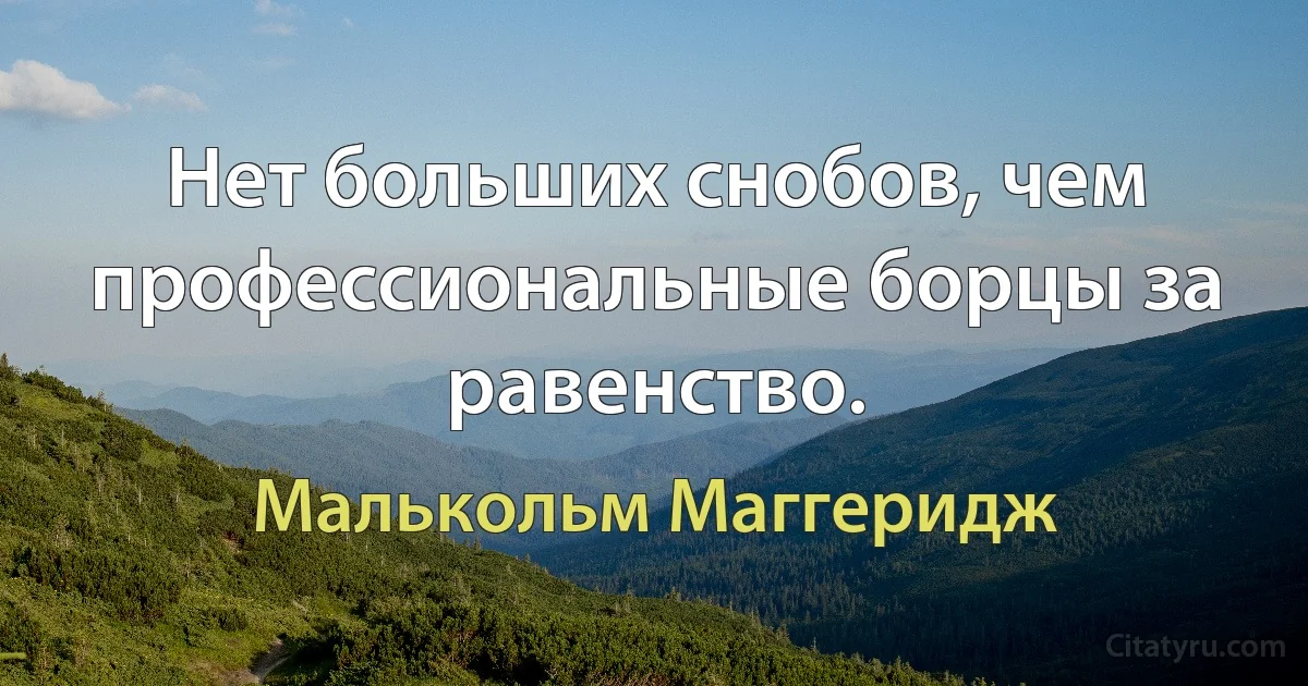 Нет больших снобов, чем профессиональные борцы за равенство. (Малькольм Маггеридж)