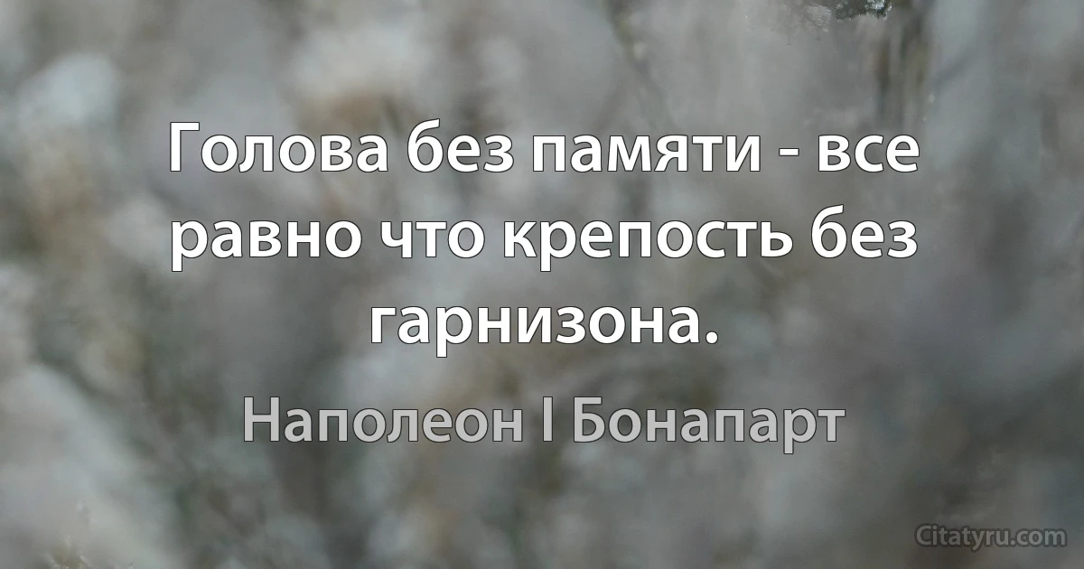 Голова без памяти - все равно что крепость без гарнизона. (Наполеон I Бонапарт)