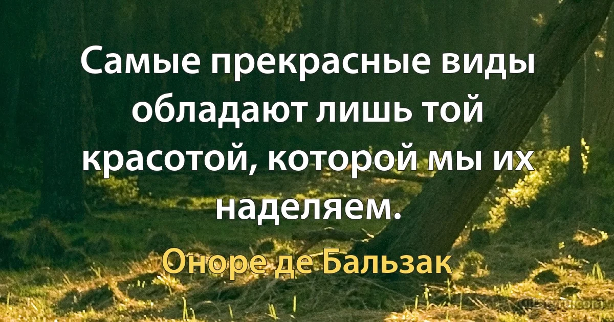 Самые прекрасные виды обладают лишь той красотой, которой мы их наделяем. (Оноре де Бальзак)