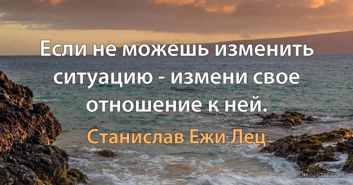 Если не можешь изменить ситуацию - измени свое отношение к ней. (Станислав Ежи Лец)