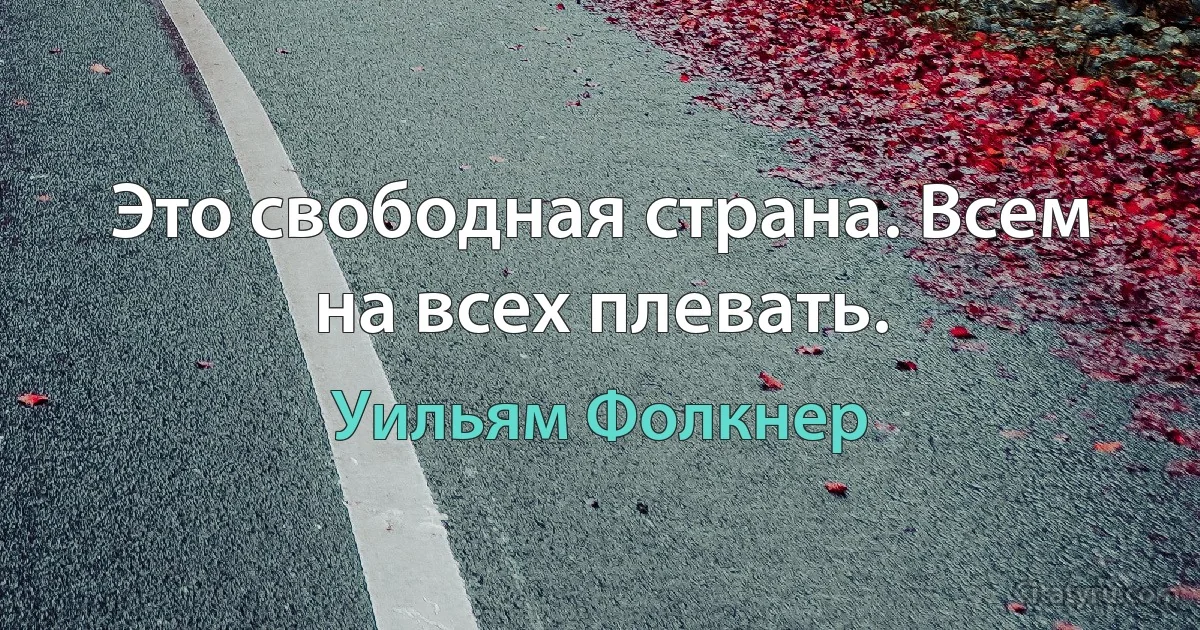 Это свободная страна. Всем на всех плевать. (Уильям Фолкнер)