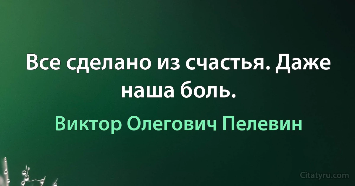 Все сделано из счастья. Даже наша боль. (Виктор Олегович Пелевин)