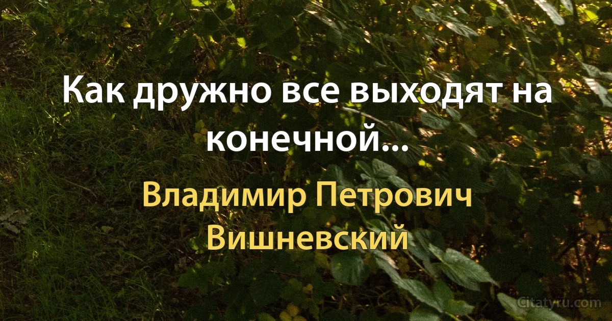 Как дружно все выходят на конечной... (Владимир Петрович Вишневский)