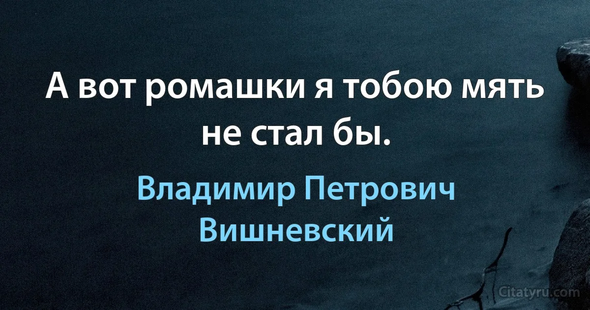 А вот ромашки я тобою мять не стал бы. (Владимир Петрович Вишневский)