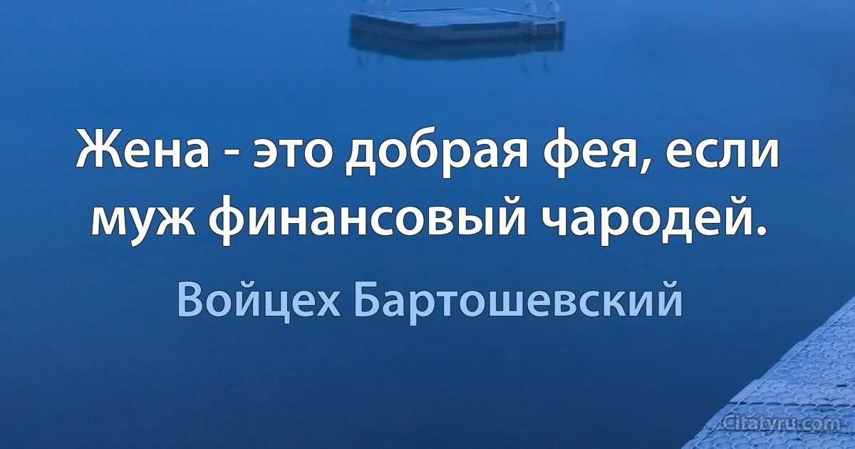 Жена - это добрая фея, если муж финансовый чародей. (Войцех Бартошевский)