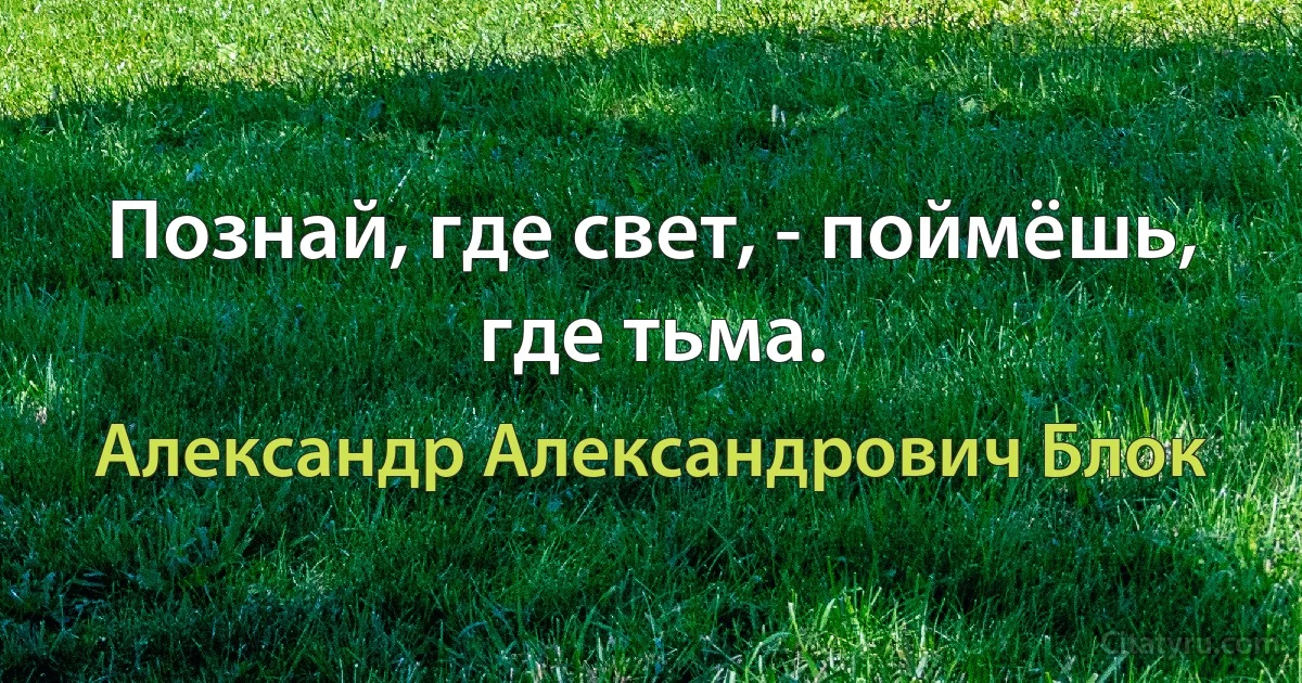 Познай, где свет, - поймёшь, где тьма. (Александр Александрович Блок)