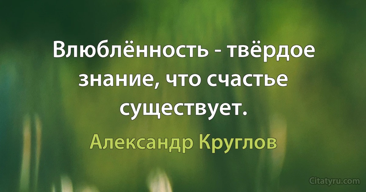 Влюблённость - твёрдое знание, что счастье существует. (Александр Круглов)