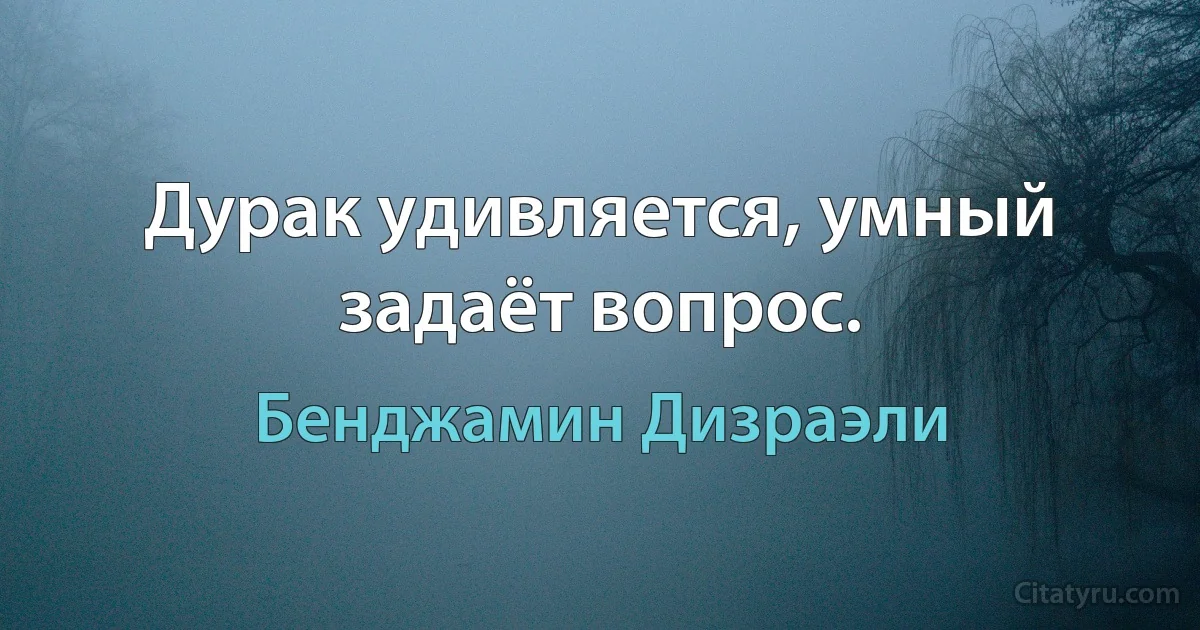 Дурак удивляется, умный задаёт вопрос. (Бенджамин Дизраэли)