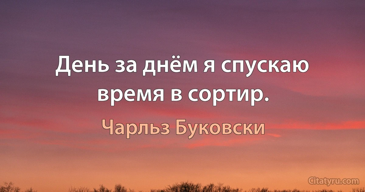 День за днём я спускаю время в сортир. (Чарльз Буковски)