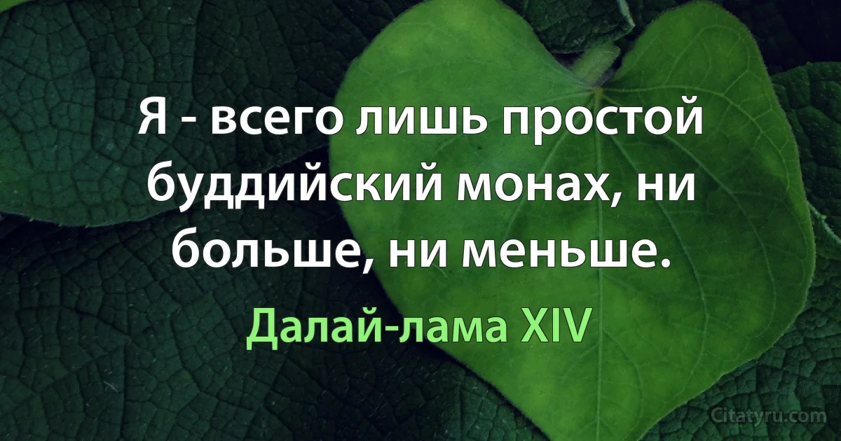 Я - всего лишь простой буддийский монах, ни больше, ни меньше. (Далай-лама XIV)