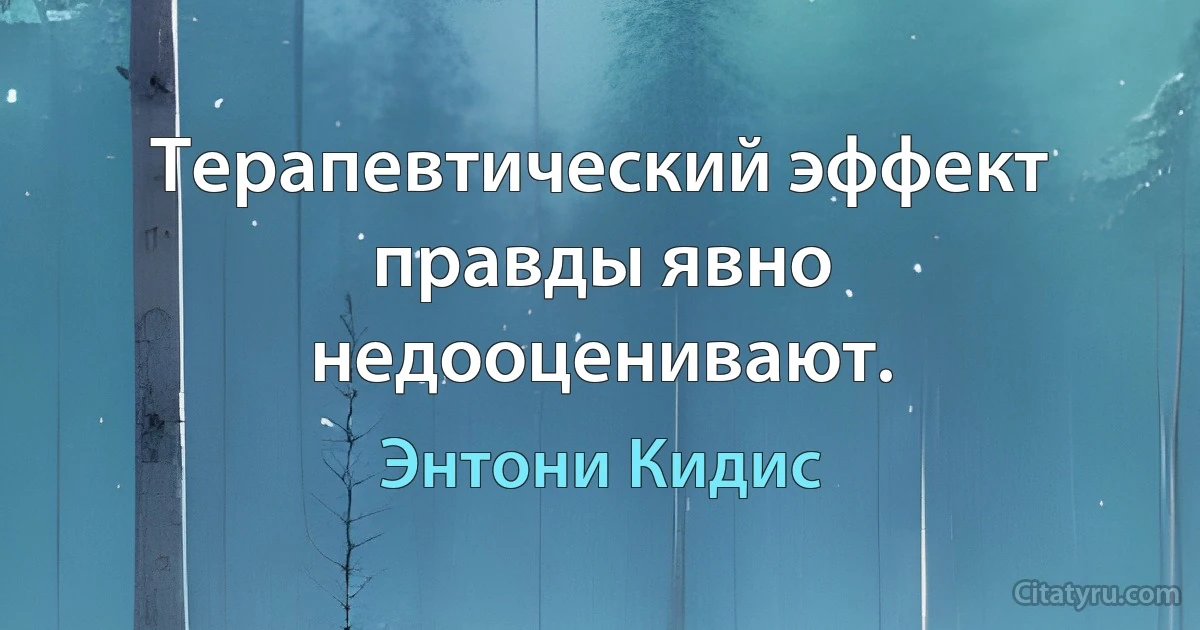 Терапевтический эффект правды явно недооценивают. (Энтони Кидис)