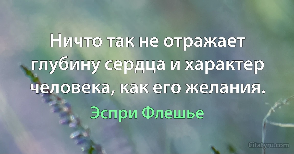 Ничто так не отражает глубину сердца и характер человека, как его желания. (Эспри Флешье)