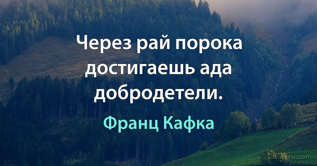 Через рай порока достигаешь ада добродетели. (Франц Кафка)