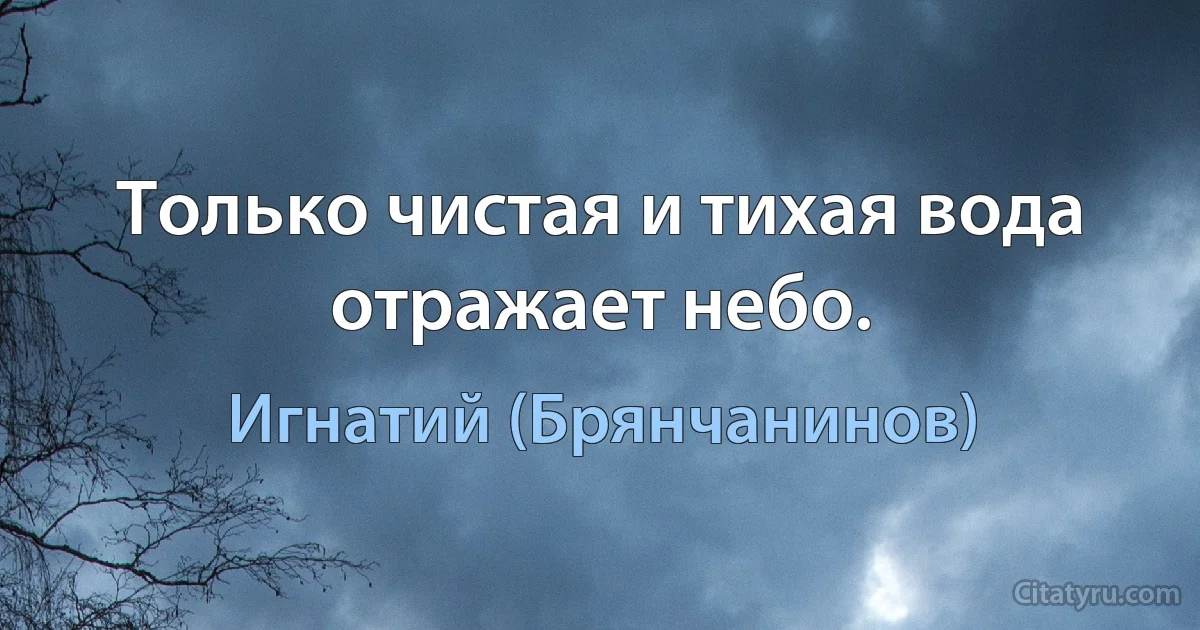 Только чистая и тихая вода отражает небо. (Игнатий (Брянчанинов))