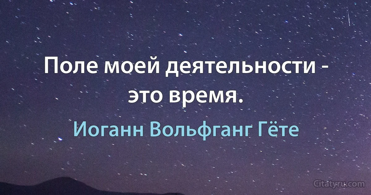 Поле моей деятельности - это время. (Иоганн Вольфганг Гёте)