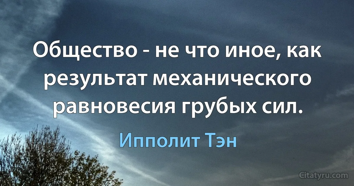 Общество - не что иное, как результат механического равновесия грубых сил. (Ипполит Тэн)