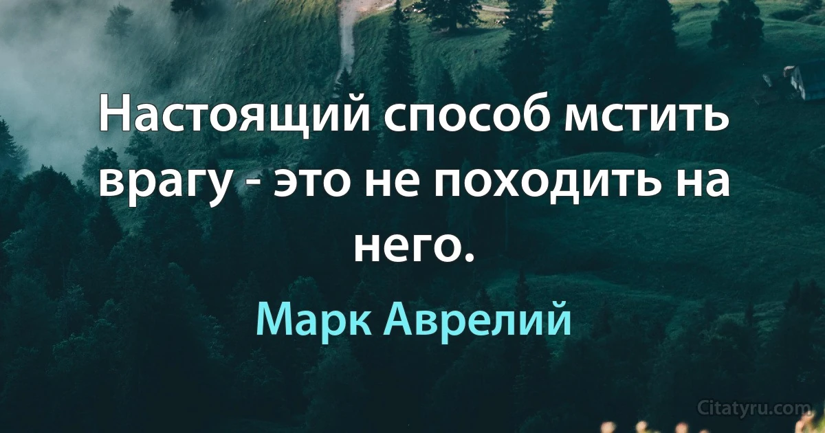 Настоящий способ мстить врагу - это не походить на него. (Марк Аврелий)