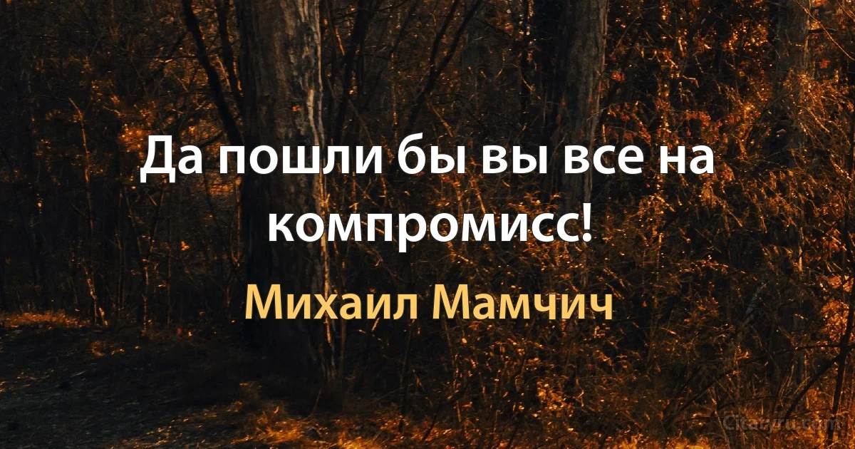 Да пошли бы вы все на компромисс! (Михаил Мамчич)