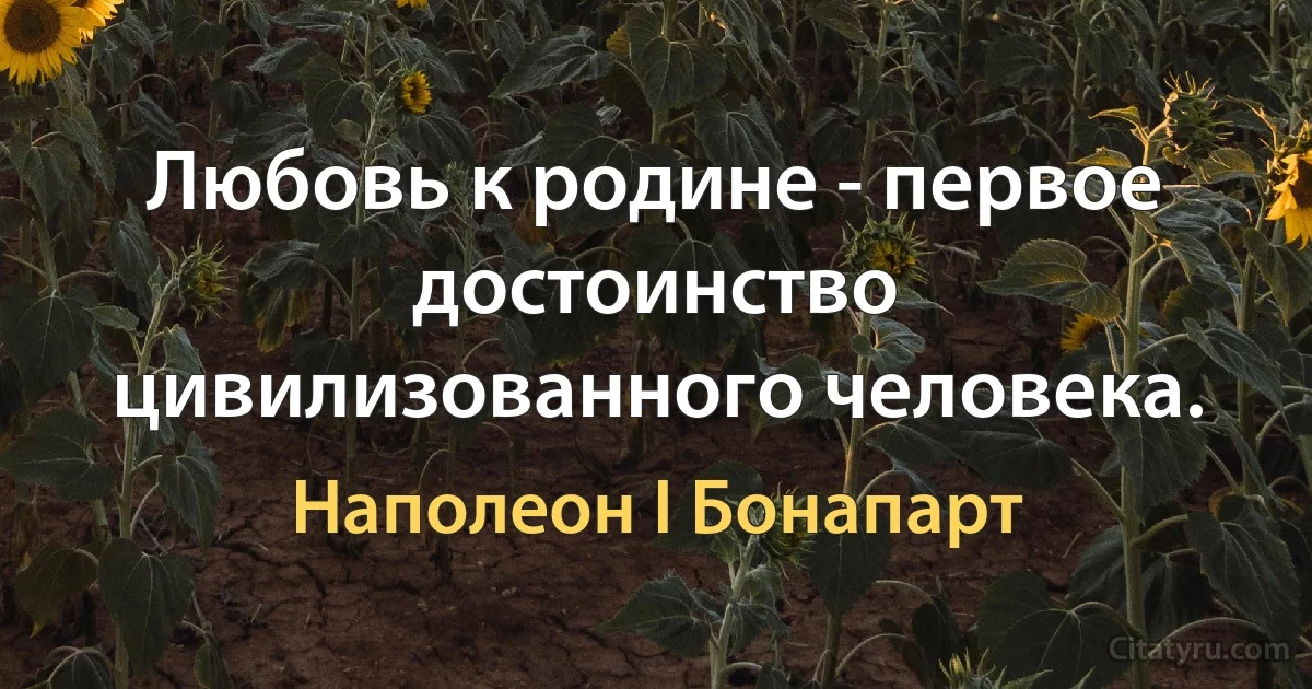 Любовь к родине - первое достоинство цивилизованного человека. (Наполеон I Бонапарт)