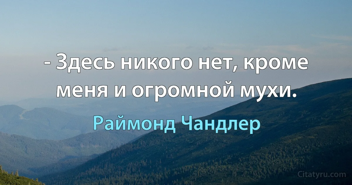 - Здесь никого нет, кроме меня и огромной мухи. (Раймонд Чандлер)