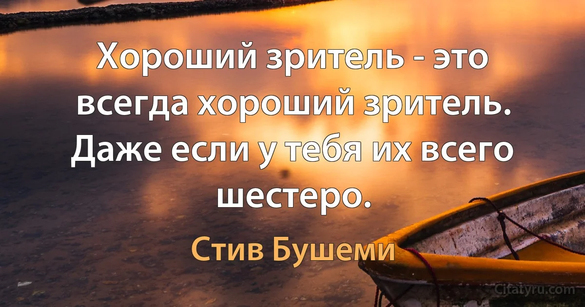 Хороший зритель - это всегда хороший зритель. Даже если у тебя их всего шестеро. (Стив Бушеми)