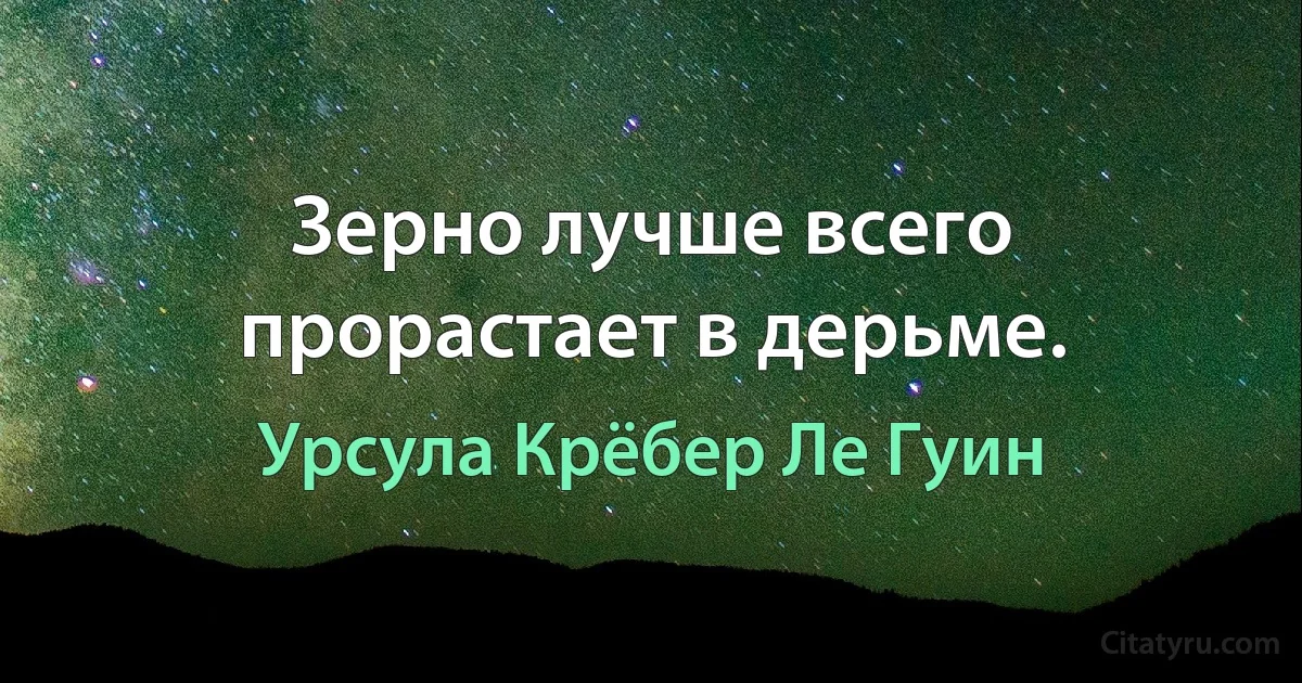 Зерно лучше всего прорастает в дерьме. (Урсула Крёбер Ле Гуин)