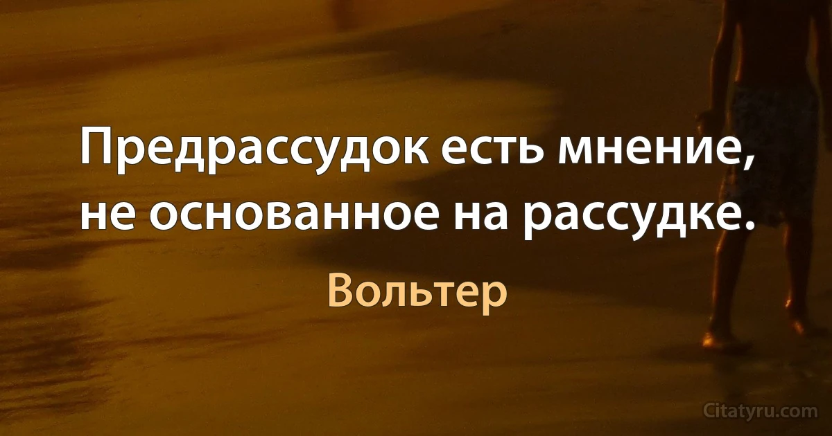 Предрассудок есть мнение, не основанное на рассудке. (Вольтер)