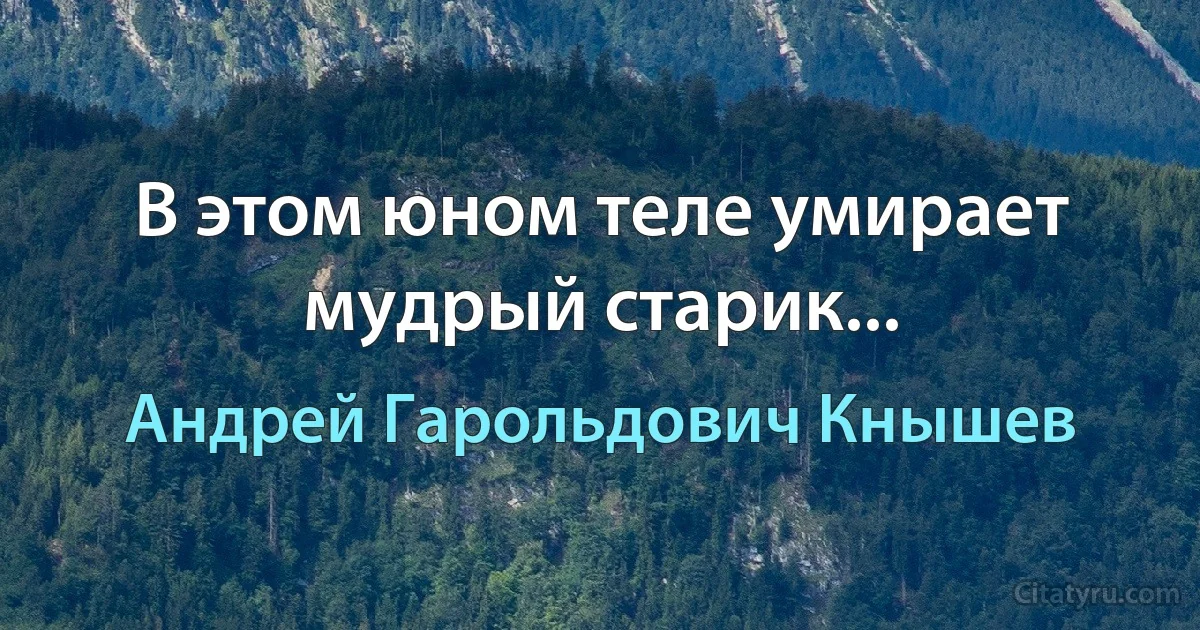 В этом юном теле умирает мудрый старик... (Андрей Гарольдович Кнышев)