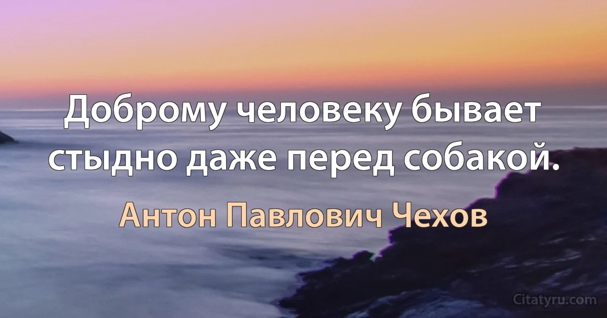 Доброму человеку бывает стыдно даже перед собакой. (Антон Павлович Чехов)