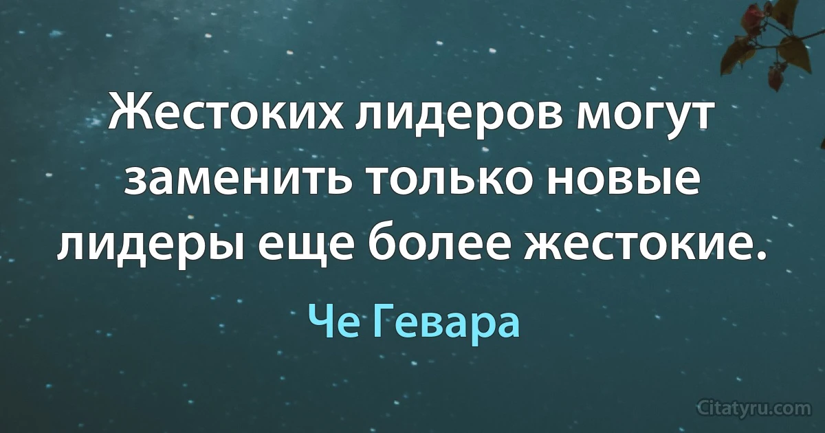 Жестоких лидеров могут заменить только новые лидеры еще более жестокие. (Че Гевара)