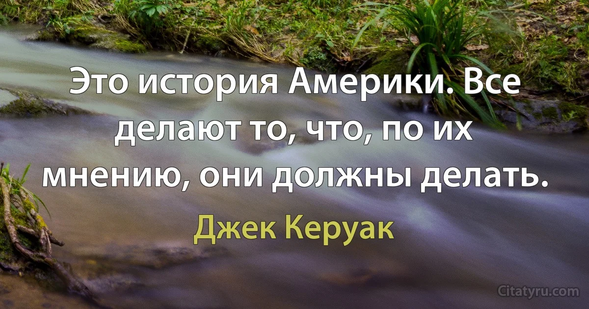 Это история Америки. Все делают то, что, по их мнению, они должны делать. (Джек Керуак)