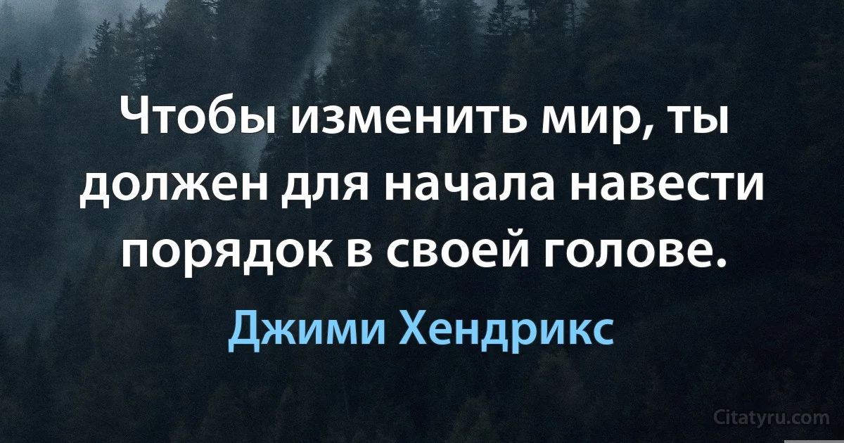 Чтобы изменить мир, ты должен для начала навести порядок в своей голове. (Джими Хендрикс)