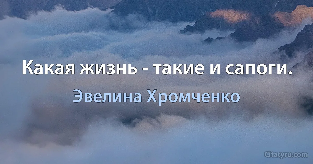 Какая жизнь - такие и сапоги. (Эвелина Хромченко)