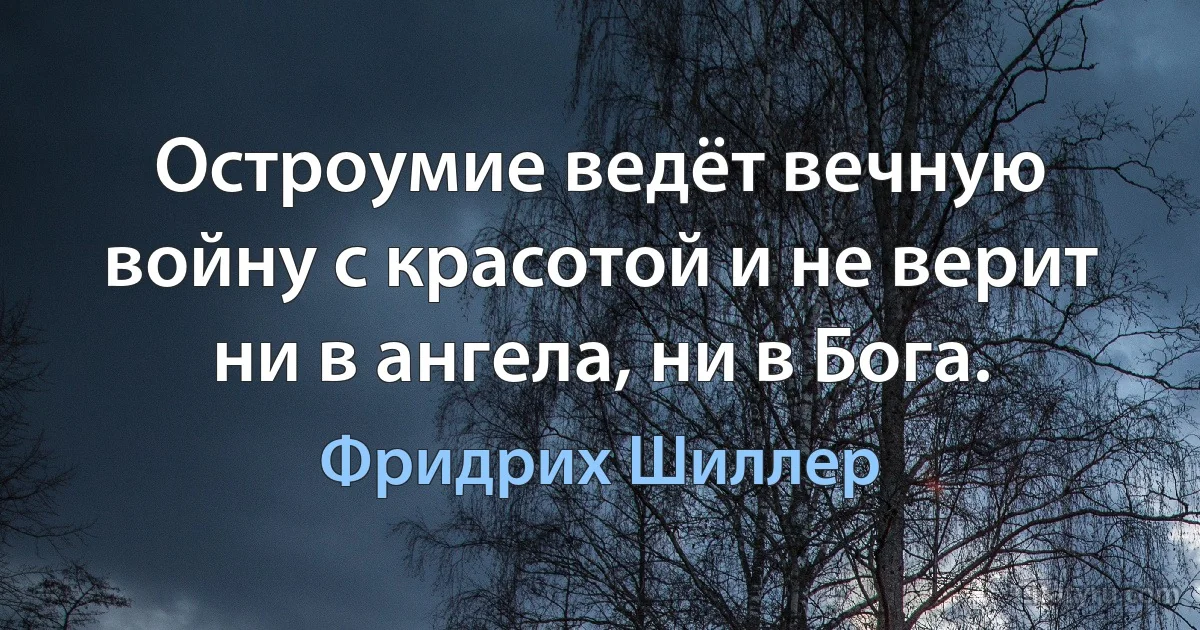 Остроумие ведёт вечную войну с красотой и не верит ни в ангела, ни в Бога. (Фридрих Шиллер)