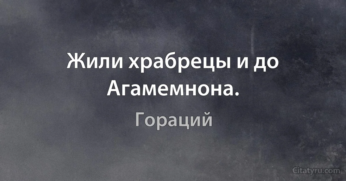 Жили храбрецы и до Агамемнона. (Гораций)