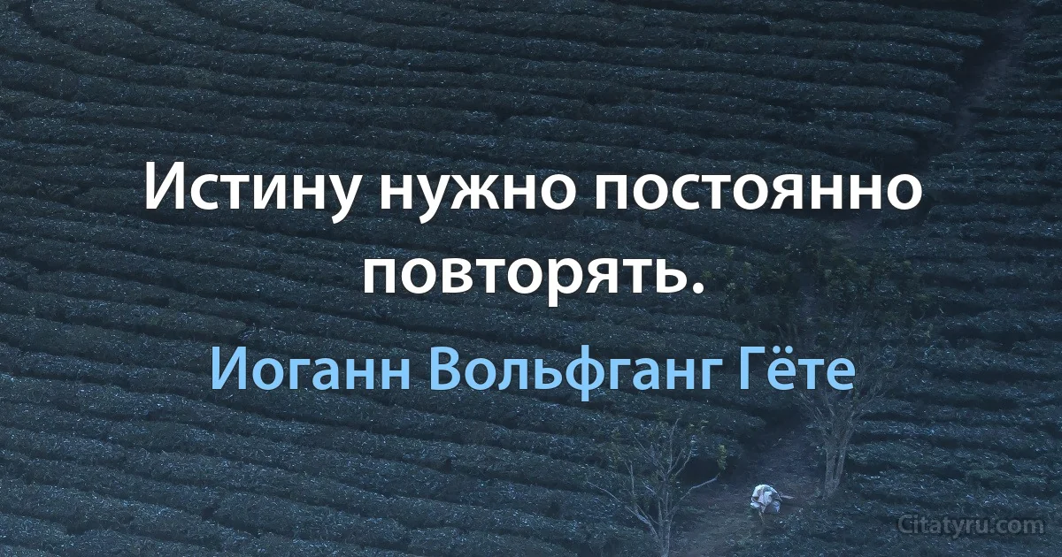 Истину нужно постоянно повторять. (Иоганн Вольфганг Гёте)