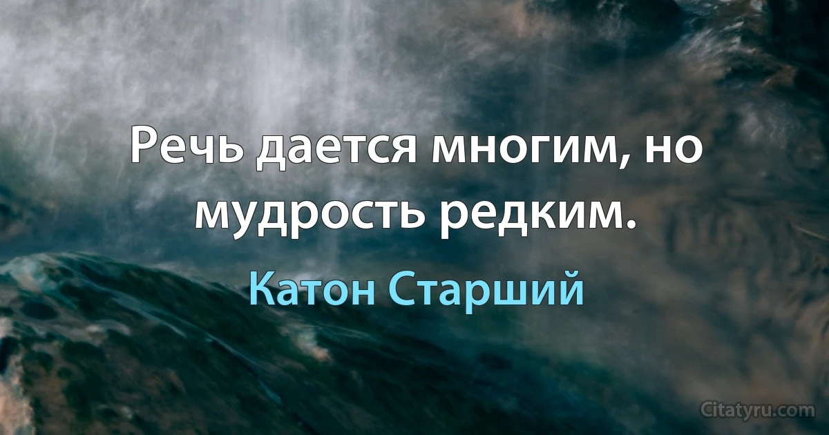 Речь дается многим, но мудрость редким. (Катон Старший)