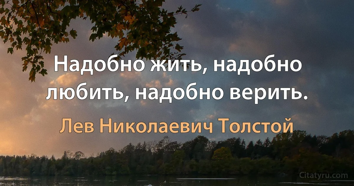 Надобно жить, надобно любить, надобно верить. (Лев Николаевич Толстой)