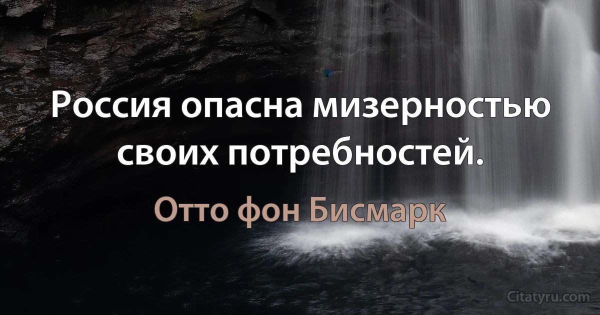 Россия опасна мизерностью своих потребностей. (Отто фон Бисмарк)