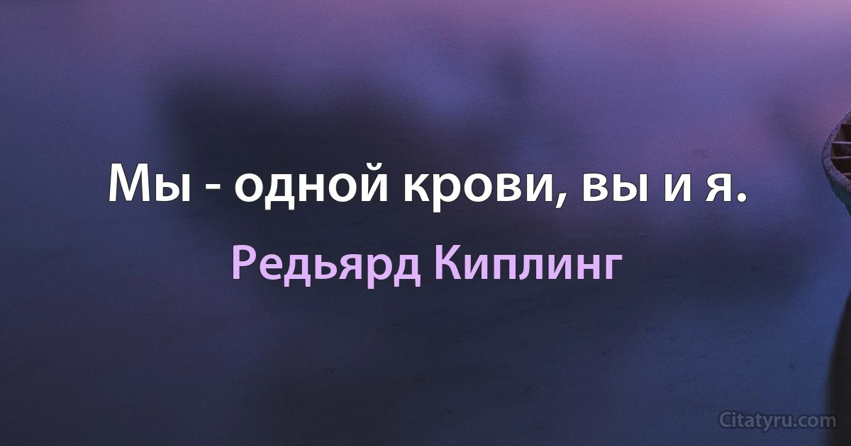 Мы - одной крови, вы и я. (Редьярд Киплинг)