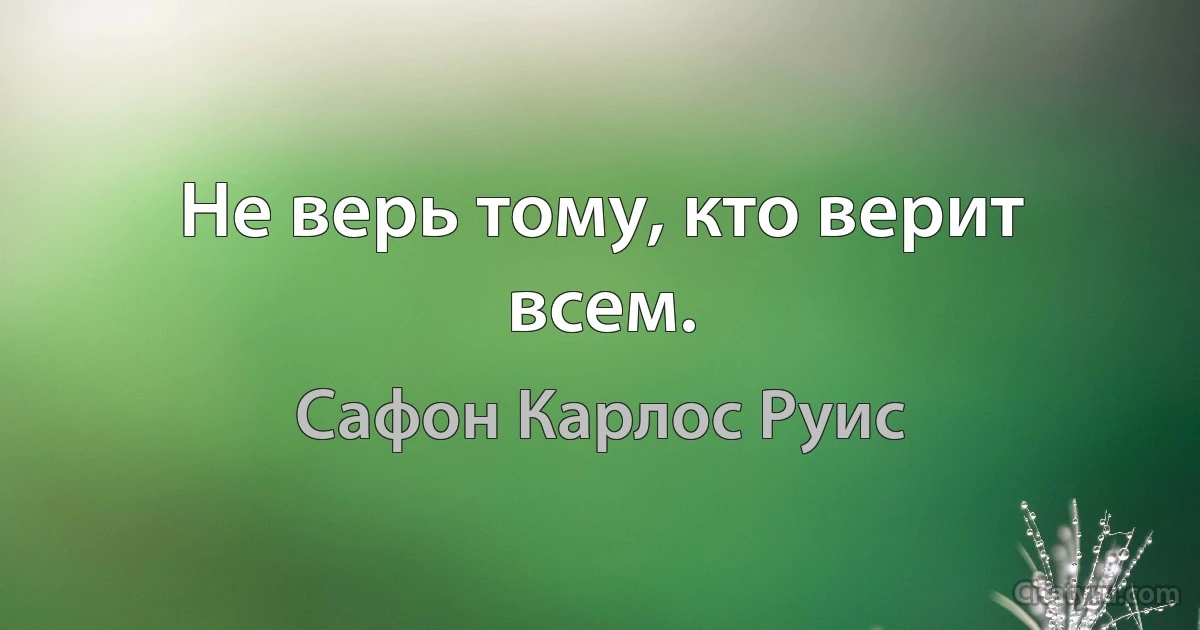 Не верь тому, кто верит всем. (Сафон Карлос Руис)