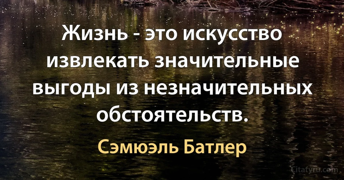 Жизнь - это искусство извлекать значительные выгоды из незначительных обстоятельств. (Сэмюэль Батлер)