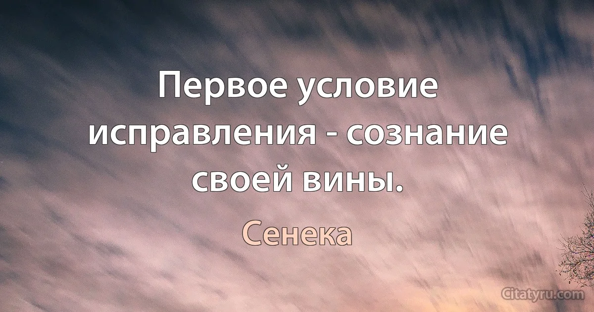 Первое условие исправления - сознание своей вины. (Сенека)