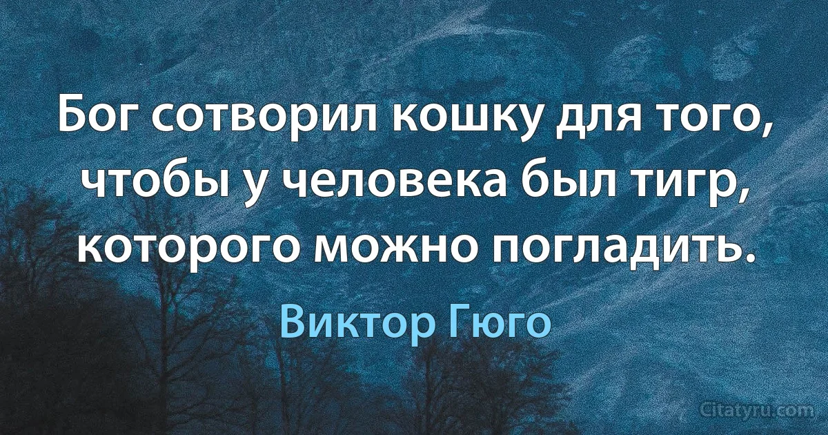 Бог сотворил кошку для того, чтобы у человека был тигр, которого можно погладить. (Виктор Гюго)