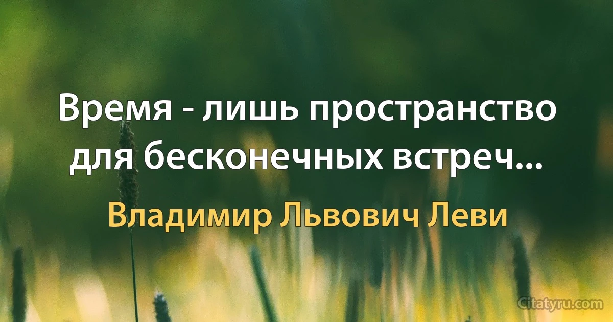 Время - лишь пространство для бесконечных встреч... (Владимир Львович Леви)