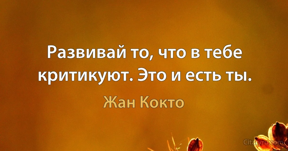 Развивай то, что в тебе критикуют. Это и есть ты. (Жан Кокто)