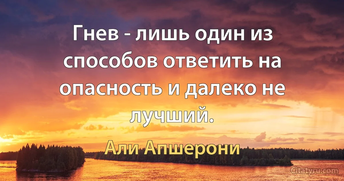 Гнев - лишь один из способов ответить на опасность и далеко не лучший. (Али Апшерони)